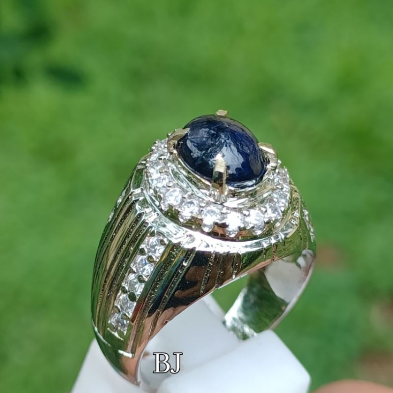 CINCIN PERMATA BATU NATURAL BLUE SAFIR ASLI