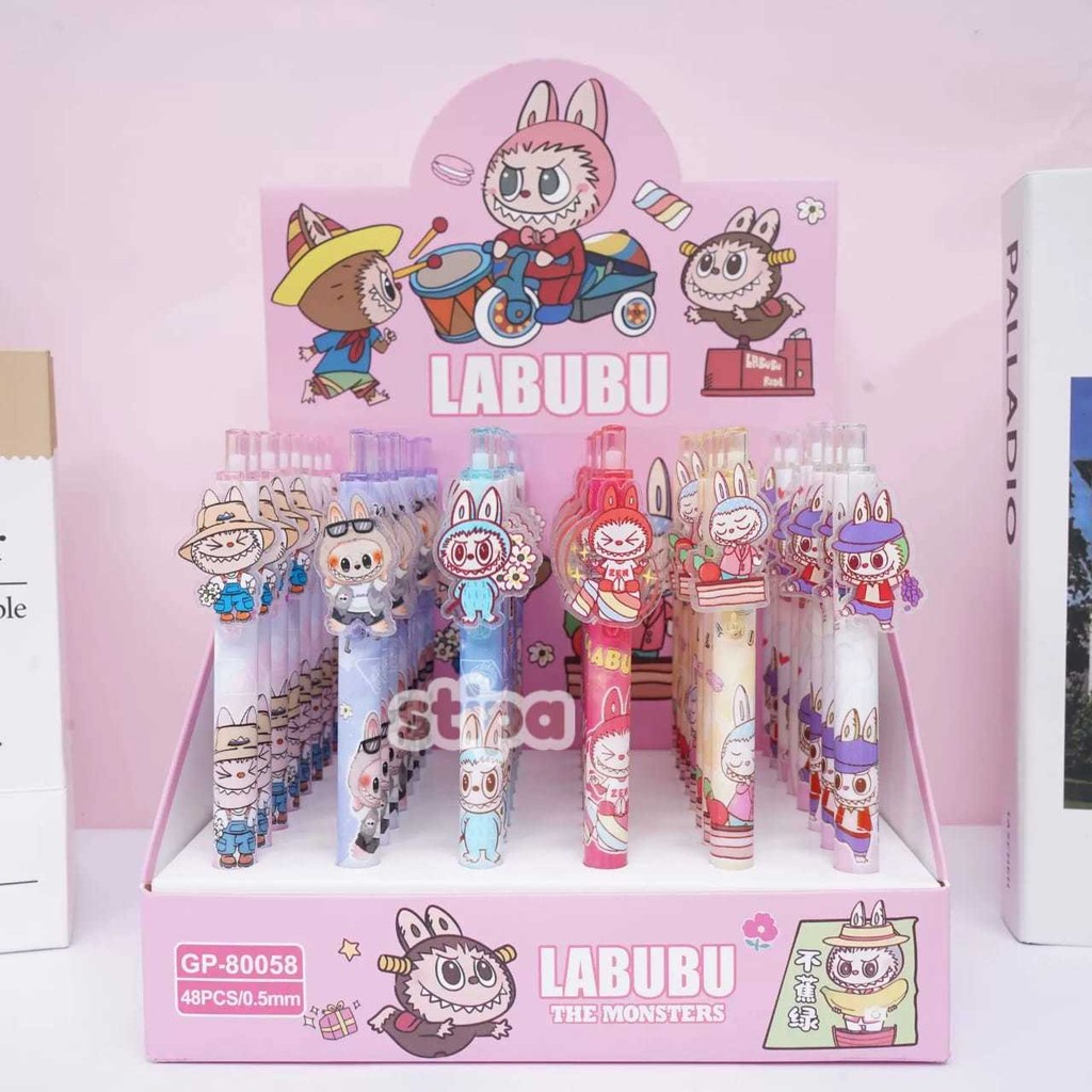 

STIPA Pena Ballpoint Gambar Karakter Labubu Akrilik Pen Pulpen Alat Tulis ATK Sekolah Kantor Fancy Stationery