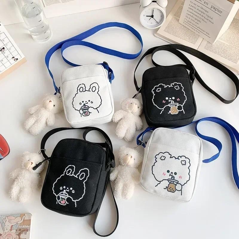 

Cute Canvas Small Bag Female Large Capacity Travel Crossbody Bag Fashion Student Girl Shoulder Bags for Teenager Messenger Bags