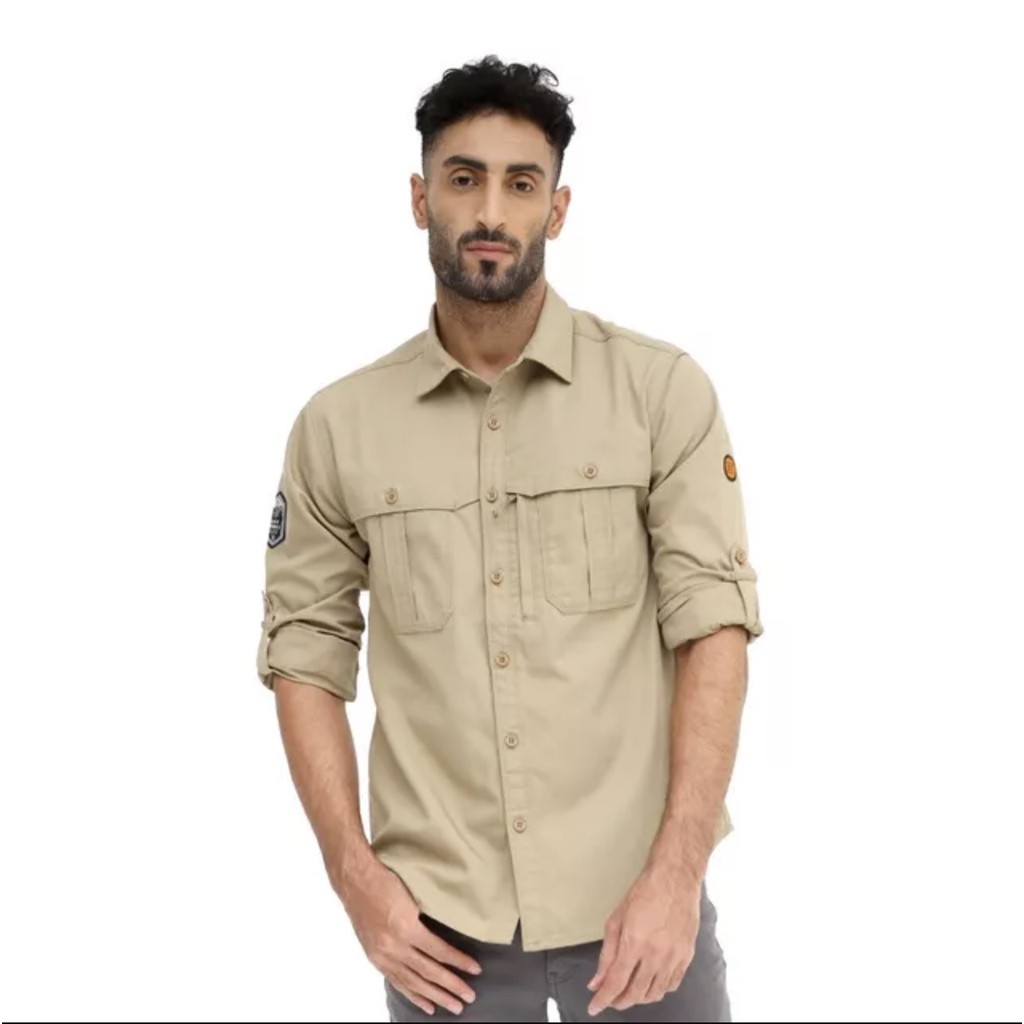 EIGER KEMEJA PRIA AMBITION TROPIC BLK BORNEO F1 LS SHIRT - KHAKI