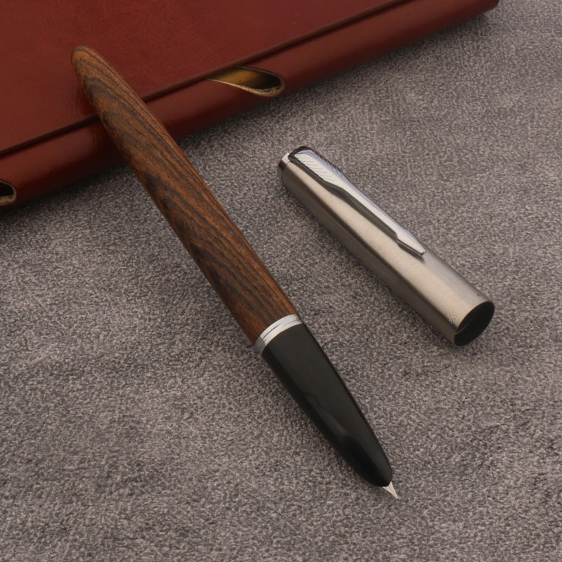 

1pc Wooden Fountain Pen Wenge Wood Hooded nib Stationery Office school supplies Ink Pens For Writing