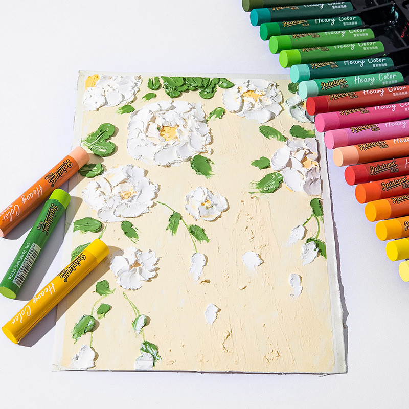 

24-color Heavy-color Oil Painting Stick Monochrome 12 Student Painting Soft Brush Oily Crayon Refill Art Supplies