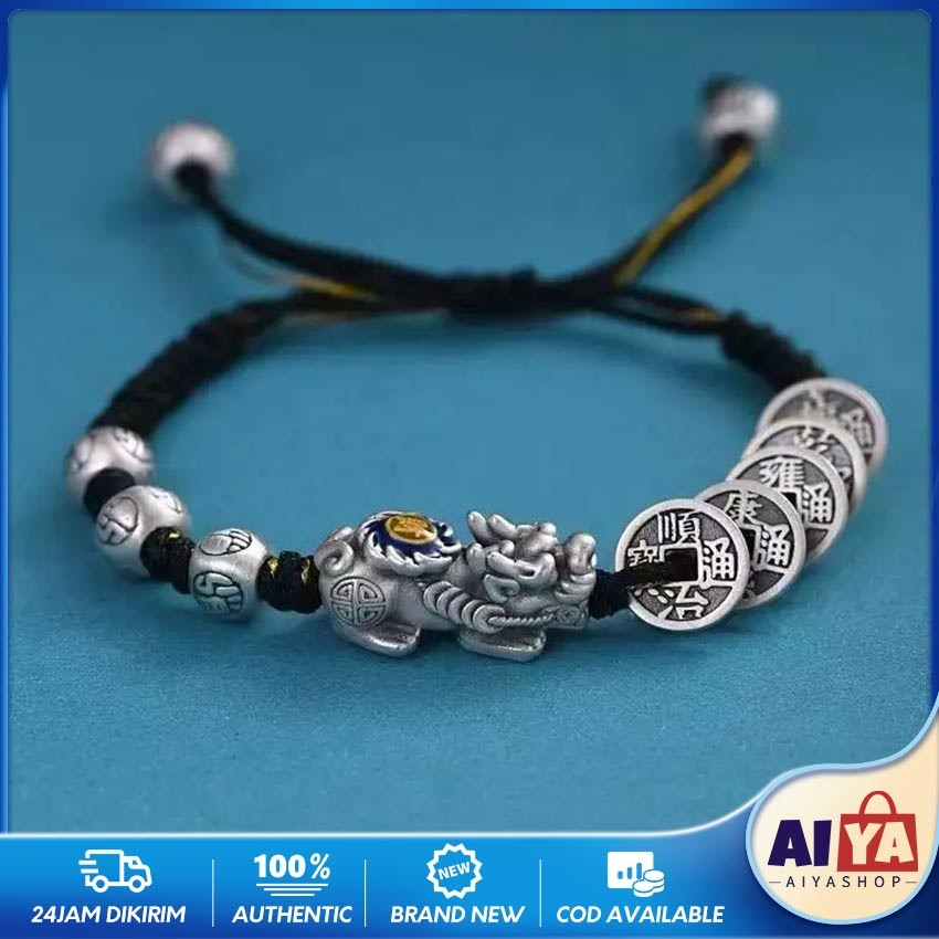 Gelang Pixiu Import Pembawa Keberuntungan Hoki Koin Cina Kuno Coin Fengshui Gelang Pi Xiu Bracelet G