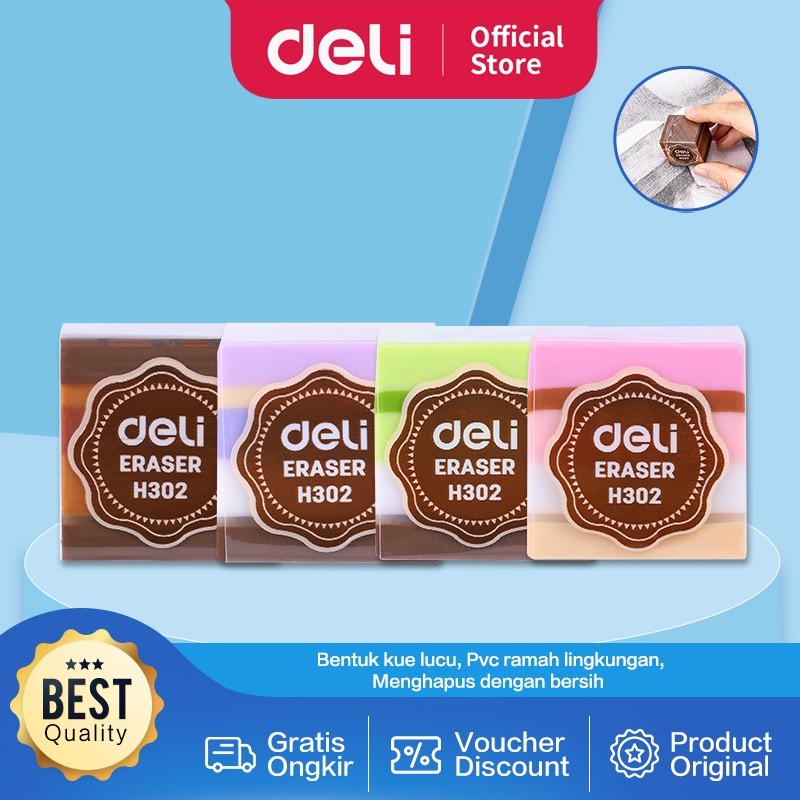 

Deli Multi-flavor Cake Eraser Penghapus Berbentuk Kue 4 Warna Bahan PVC Ramah Lingkungan EH302