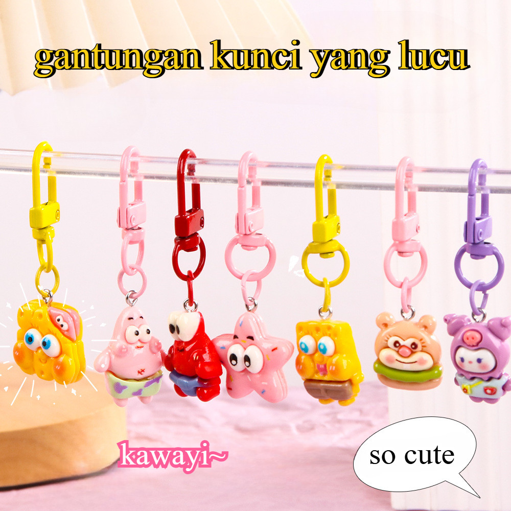 OK88 GANTUNGAN KUNCI KARAKTER SPONGEBOB / KEYCHAIN RUBBER SPONGEBOB