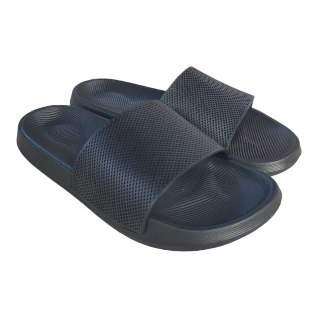 Sandal Slop Terbaru Pria Wanita Tanpa Lem Sandal Slop Full Black Terlaris