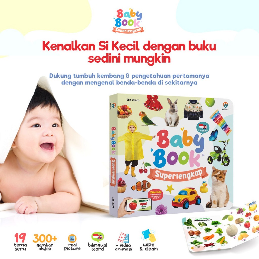 buku soft Baby Book Superlengkap super lengkap sensory newborn journal english series anak bayi 0 6 