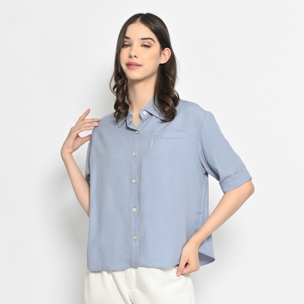 [SALE JUMBO] QUEENTIN Blouse Casual Wanita 0396 Katun Rayon Polos Premium Lengan Pendek