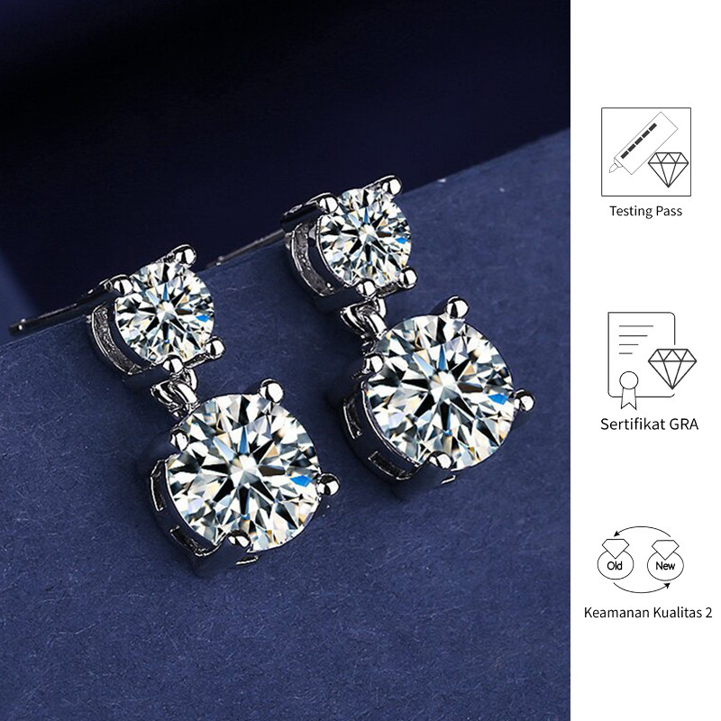 FULIN Platinum Moissanite Versi Korea Anting-anting Fashion Wanita Grosir
