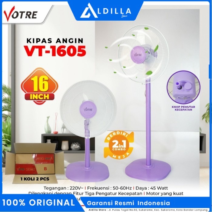 Kipas Angin ADVANCE VT-1605 / VT1605 Kipas Angin Berdiri BKD353- - Ungu