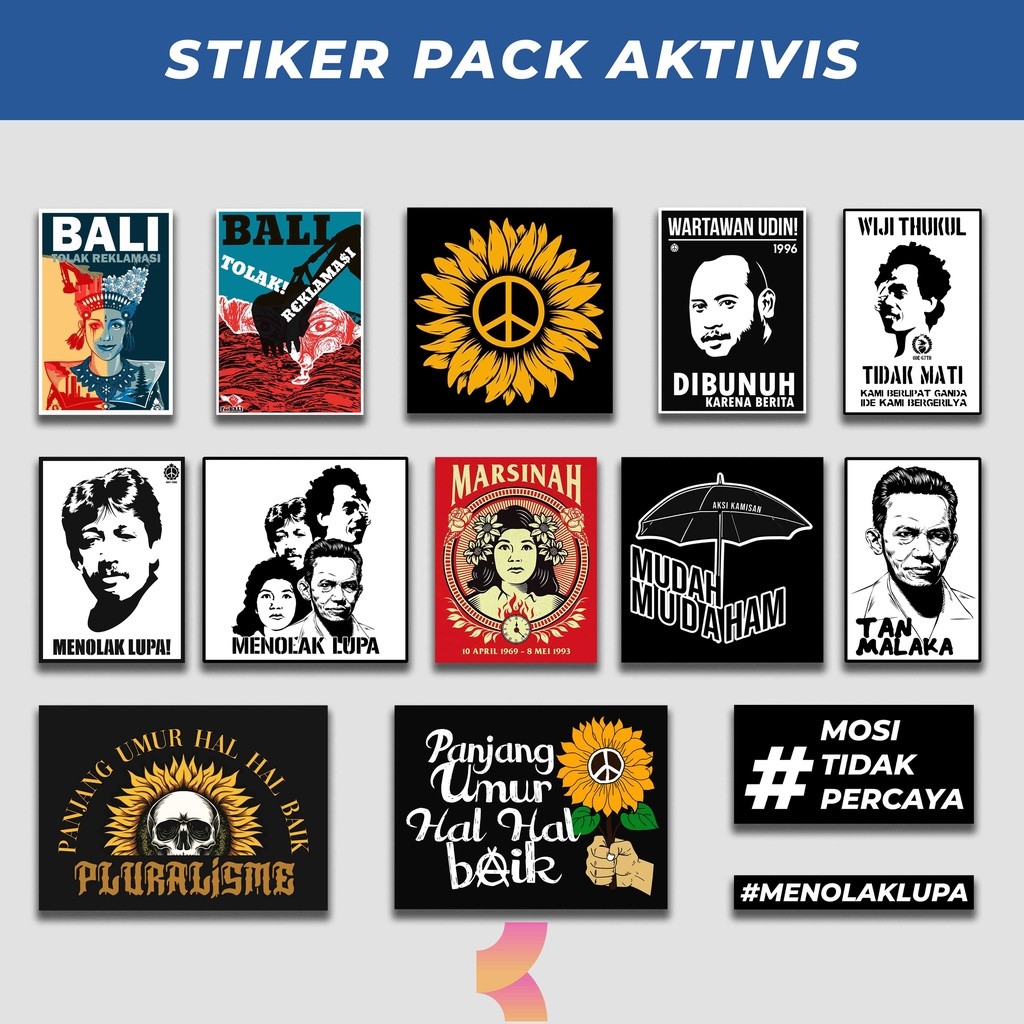 Stiker Gitar Menolak Lupa Aktivis Munir Marsinah Sticker Tokoh