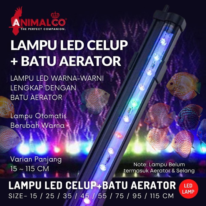 Lampu Celup Aquarium LED Batu Gelembung Aerator Udara Airator Airstone 3 Warna Warni Akuarium Aquasc