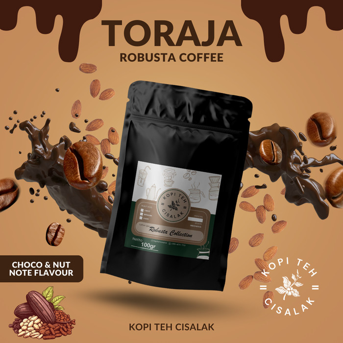 

Kopi Robusta Toraja 100 gram Biji dan Bubuk - Medium to Dark Roast, Natural Processed