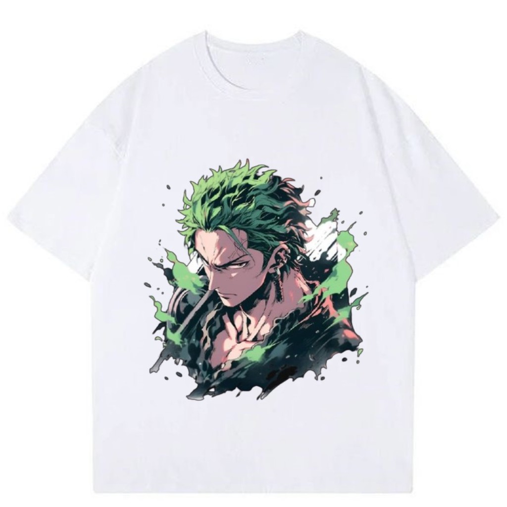 atasan kaos putih anime keren ZORO ONE PIECE