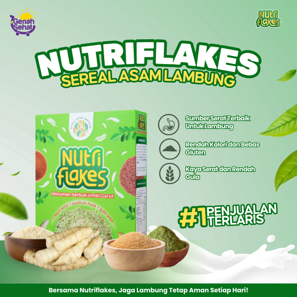 

Nutriflakes Sereal Umbi Garut Ampuh Mengatasi Asam Lambung Maag dan Gerd 1 Box