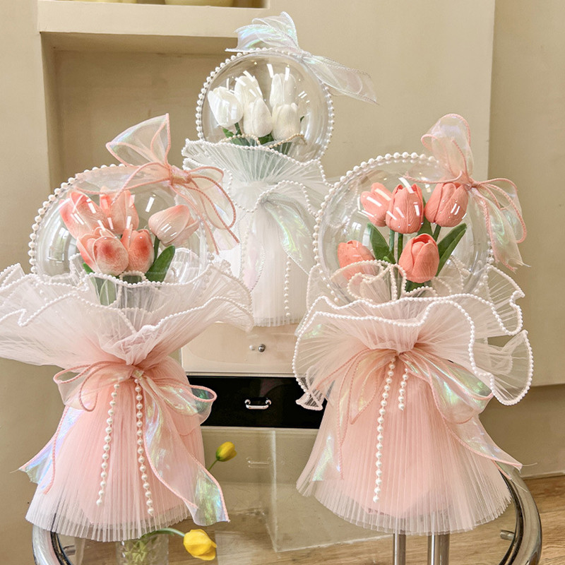 

Creative Packaging Materials Of Transparent Tulip Balls For Crafts Wedding Gifts Valentine'S Day Handmade Gift Boxes And Bags