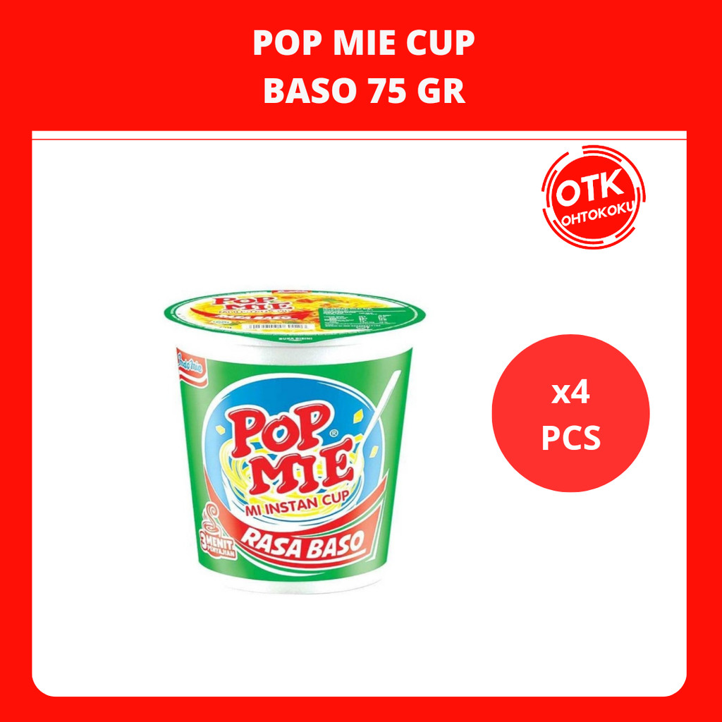 

Pop Mie Mi Instan Cup Rasa Baso 75 gr x 4 pcs
