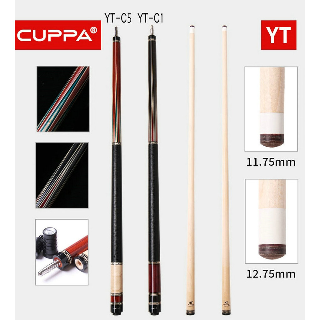 Cuppa YT Adventure 9 Ball Billiard Pool Cue Stick 11.75mm 12.75mm Set