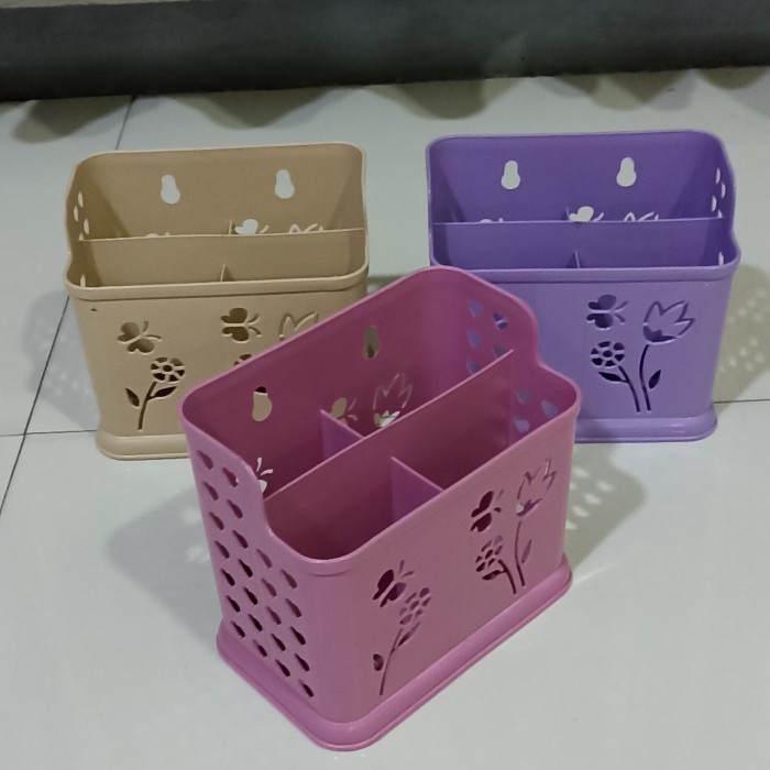 ACEH.NONO 119397 Tempat Sendok Sekat 4 Meja/Gantung Plastik - Ungu