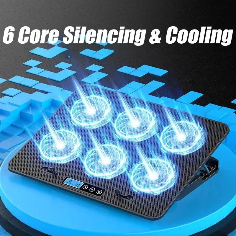 6Fans Cooling Base Gaming RGB Cooler LED Light Adjustable Speed Cooling Mute Fan Radiator for 13-18I