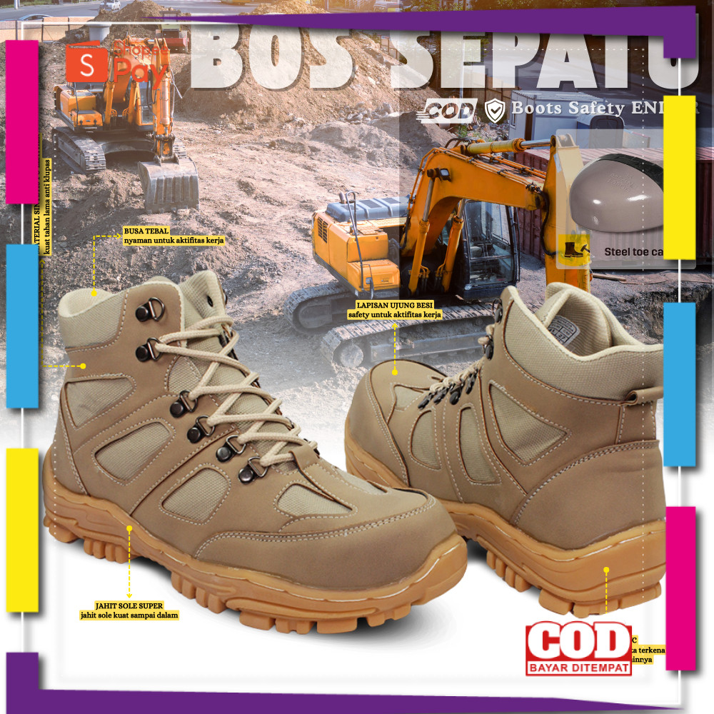 [PREMIUM ORIGINAL] Sepatu Safety Pria ujung Besi - Sepatu Boots Pria - Sepatu Pria Septi Outdoor Tra