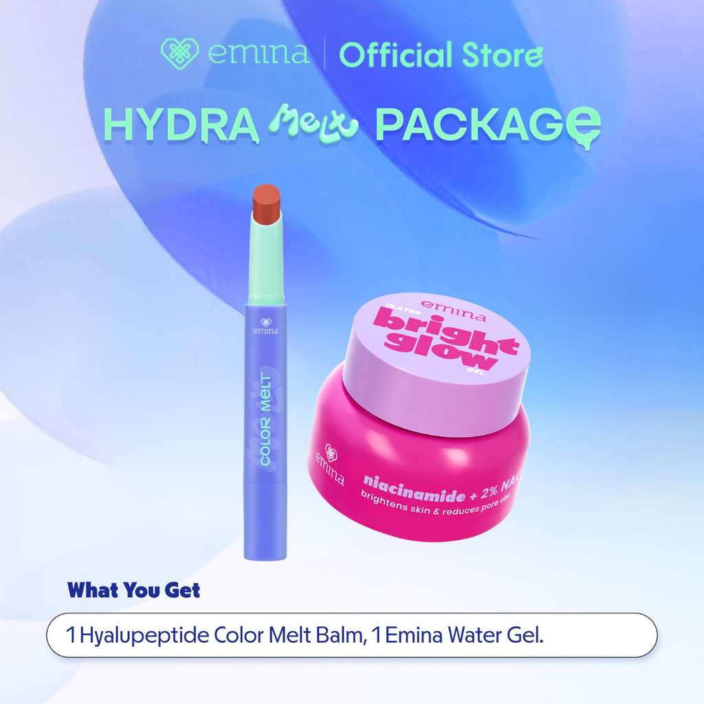 Emina Hydra Melt Package - Paket Emina Water Gel Moisturizer & Emina Hyalupeptide Color Melt Balm | 