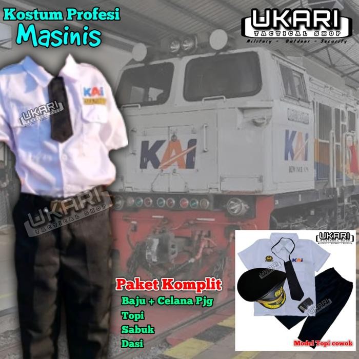 LOGO TERBARU kostum profesi anak MASINIS kai baju kereta api - XS, Masinis Cewek