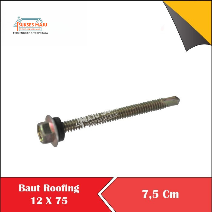 BAUT BAJA RINGAN 12 X 75 (7,5CM) BAUT ROOFING 12X75 SEKRUP BAJA RINGAN 7,5 CM DUS ISI 200 PCS
