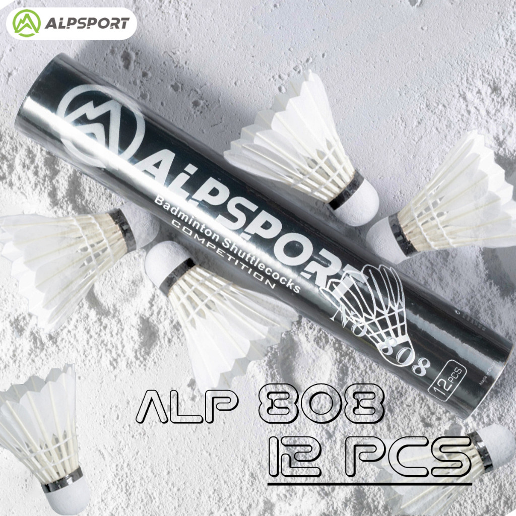ALPSPORT 808 12Pcs Kecepatan Bola 76~77 100% Asli Kualitas Tinggi Bulu Angsa Putih/Shuttlecock Kok B
