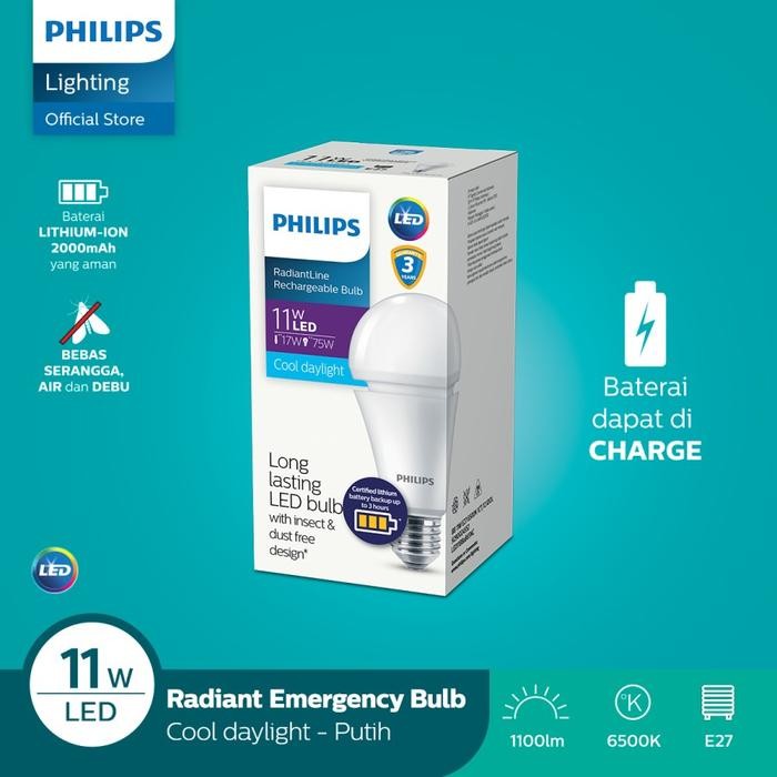 Philips Emergency 11W RadiantLine Rechargeable LED Bulb 11W 6500K  PROMO 