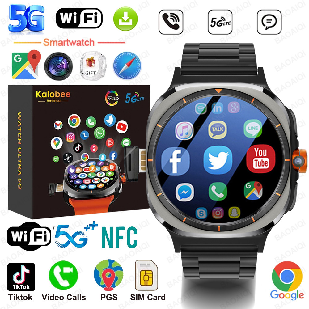 2025 Watch 7 Ultra Smart Watch Me Video Call Smartwatch 4G/5G Sim Card GPS WIFI Rotary Camera Global