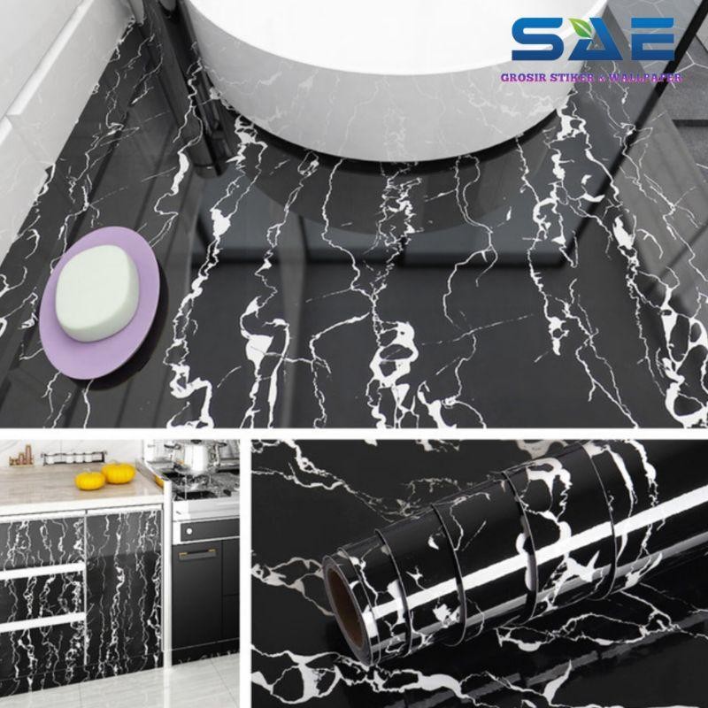 Wallpaper Sticker Lantai Keramik Meja Dapur Dinding Kompor Pvc Marmer Premium Berperekat L-120Cm