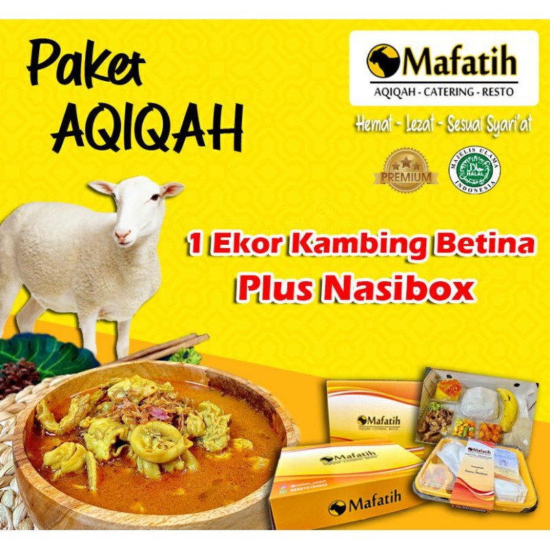 

Mafatih Aqiqah - PAKET AQIQAH ANAK PEREMPUAN 1 EKOR KAMBING BETINA PLUS NASI BOX