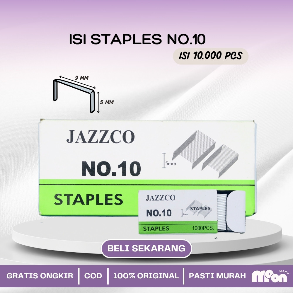 

1 BOX isi 10 pak 10,000 Pcs Staples Isi Stapler Refill Stapler JAZZCO No. 10