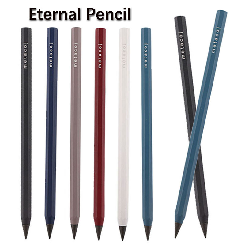 

6 Color Metal Eternal Pencil Multicolor Hb Replaceable Lead Core Student Sketching Drawing Writing Tool School Office Stationery