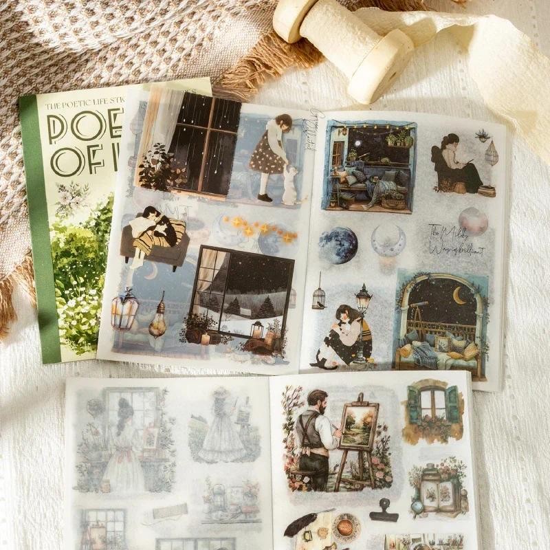 

Mr Paper, 6 styles of poetic life series dual material sticker book journal stickers Sticker Decoration stationery