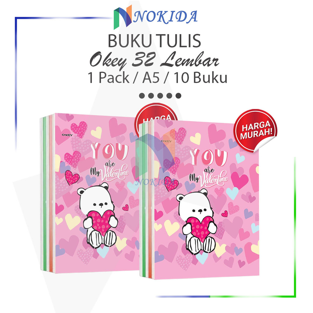 

Nokida Buku Tulis Okey By Kiky A5 32 Lembar [1 Pack / 10 Buku] / Buku Kwarto Pendek Karakter Motif / Write Book / Alat Tulis Sekolah / Buku 1 Pak