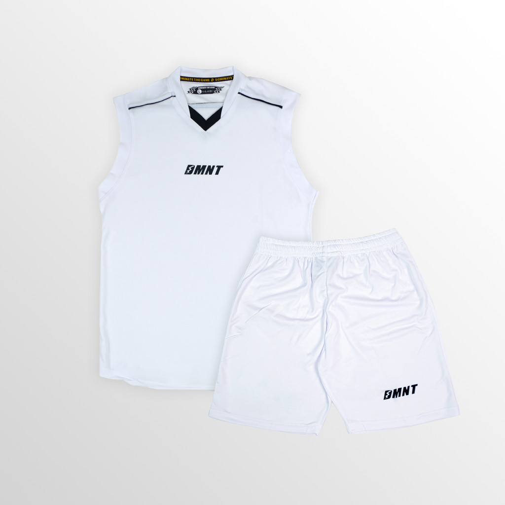 DMNT Jersey Setelan Teamwear Sleeveless Futsal Sepakbola Dixie White
