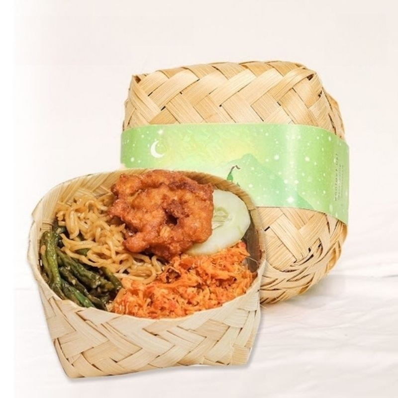 Sepasang Besek Bambu 15x15 Natural | Kerajinan Besek Bambu Handmade