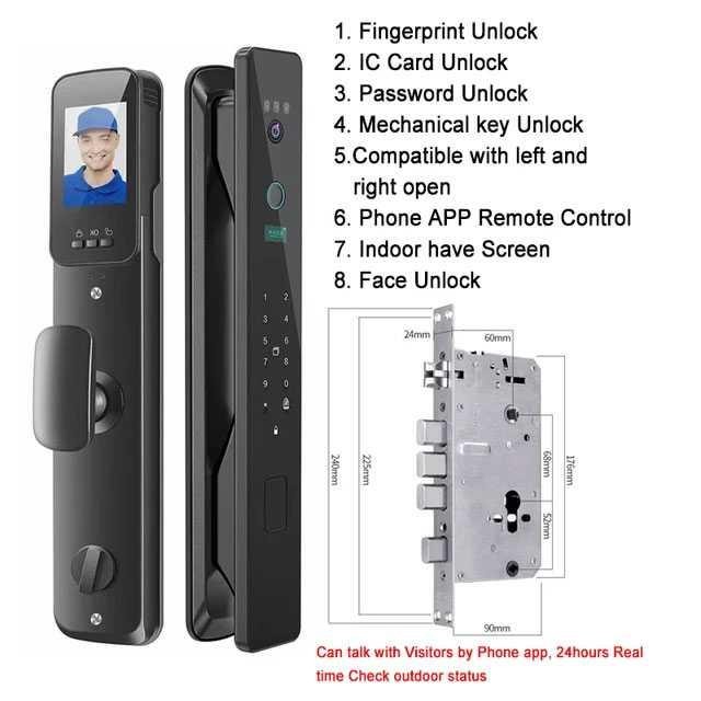 

Smart Door Lock A2 – Fingerprint, Face Recognition, Password, Card, Key Access (Hitam)