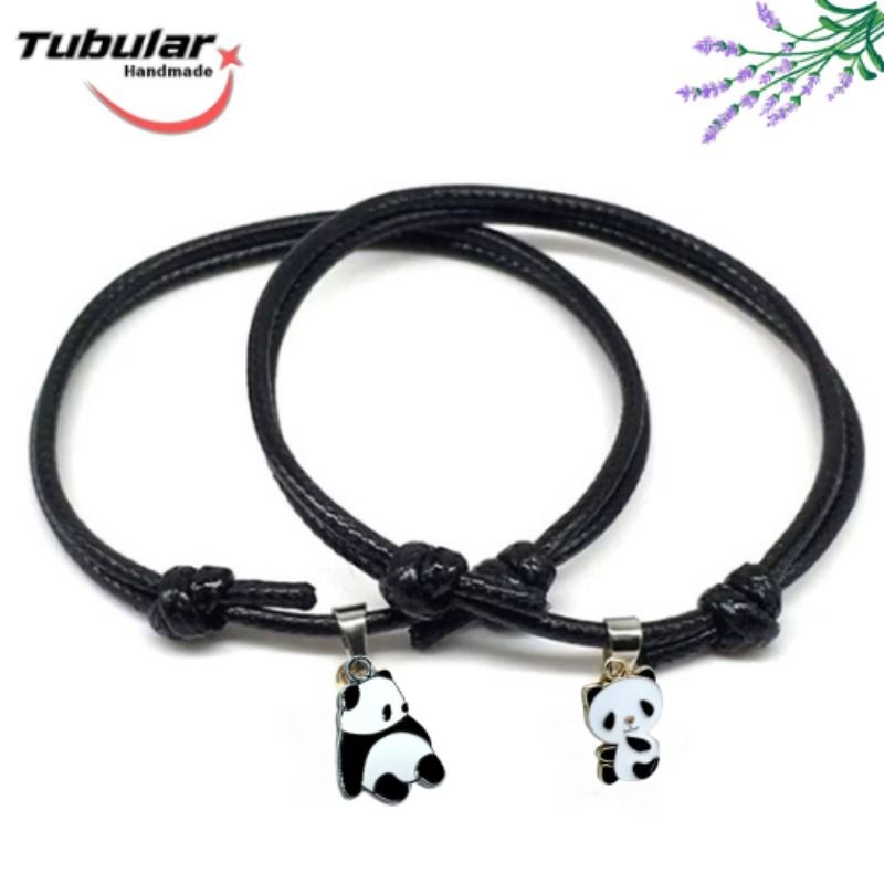 TUBULAR || Gelang Couple Pasangan Liontin Panda Gelang Kopel Persahabatan Tali Korea Hitam Putih