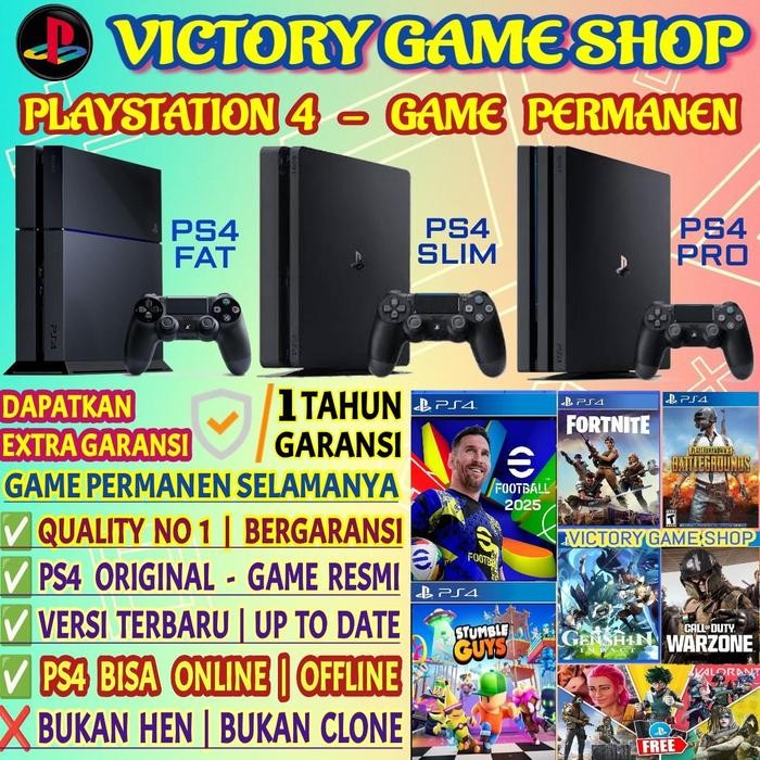 SONY PS4 SLIM / PS 4/ PLAYSTATION 4 + STIK ORI WIRELESS KOMPLETE - PS4 PRO SERI 72, 1TB  + 2 STIK