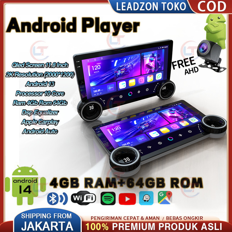 COD/4G+64G IPS Screen Head Unit Android 7/9/10/11.8 Inch Car Android 13 Navigasi Untuk TOYOTA Daihat