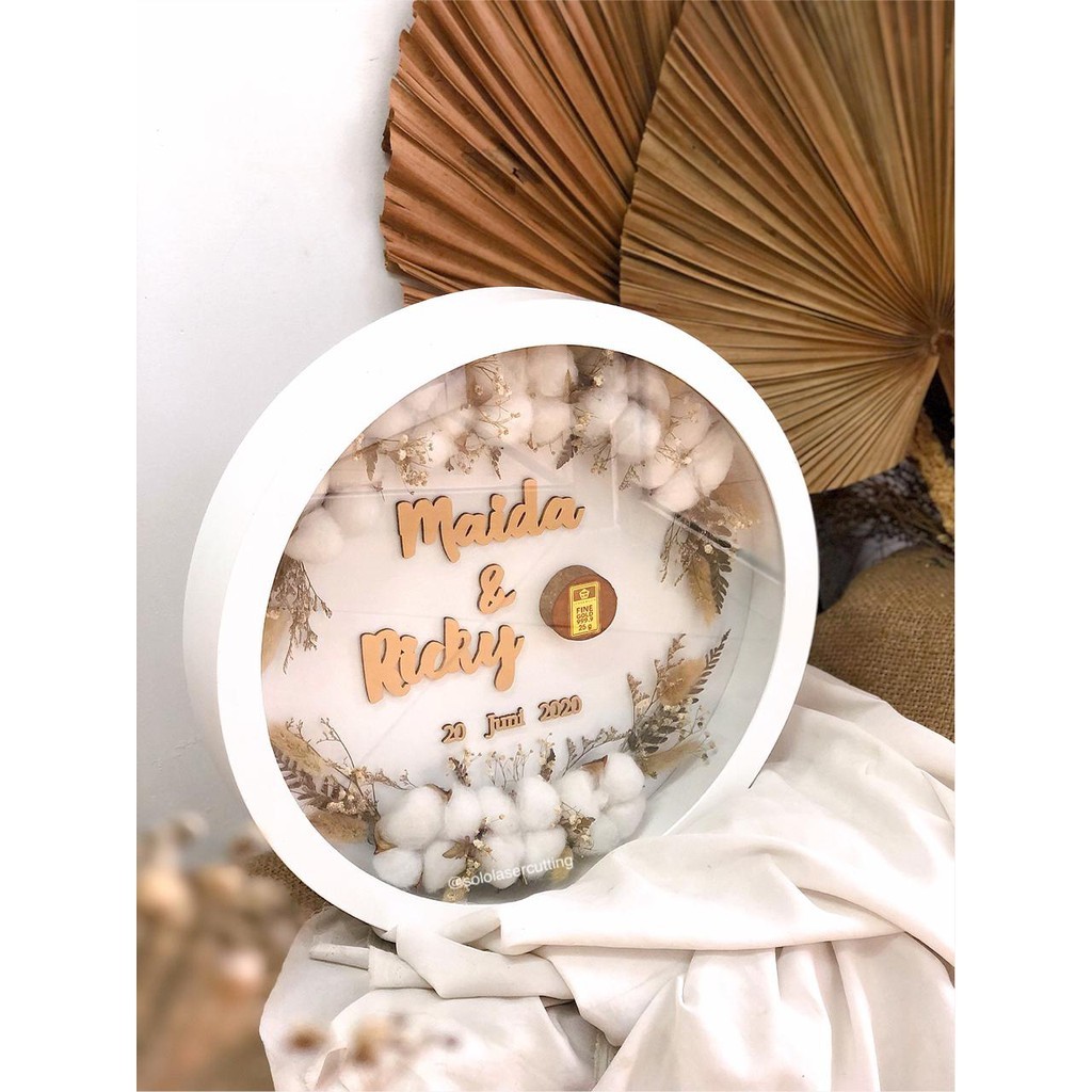 mahar bulat cotton flower rustic | mahar bulat rustic 35cm