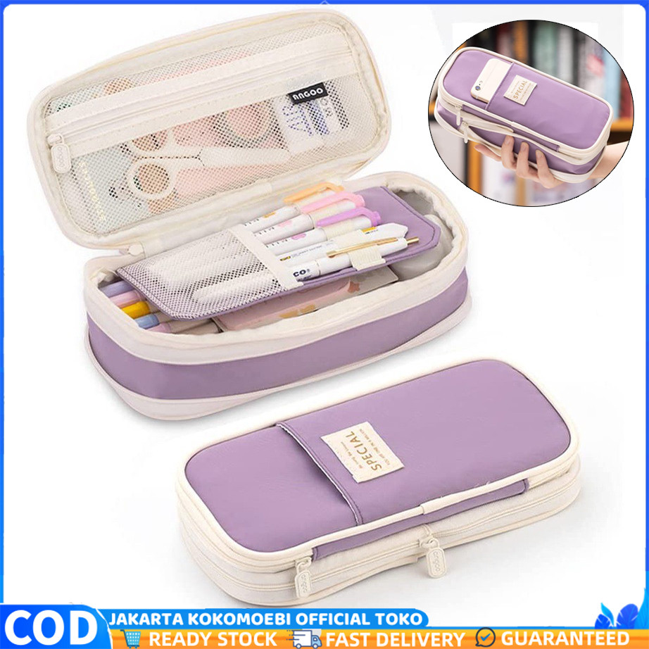 

Kotak Pensil Ago Kawaii Purple Pencil Cases Large Capacity Pen Bag Pouch Holder Box for Girls Office Student Stationery Organizer Persediaan Kantor Sekolah
