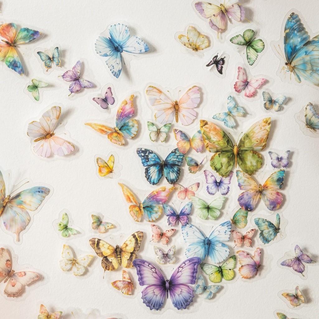 

[Gongjin] 50pcs Sticker BUTTERFLY DANCE BD Stiker Kupu Kupu Besar Kecil Hiasan DIY Scrapbook Journal Bujo Journaling Diary Buku Harian