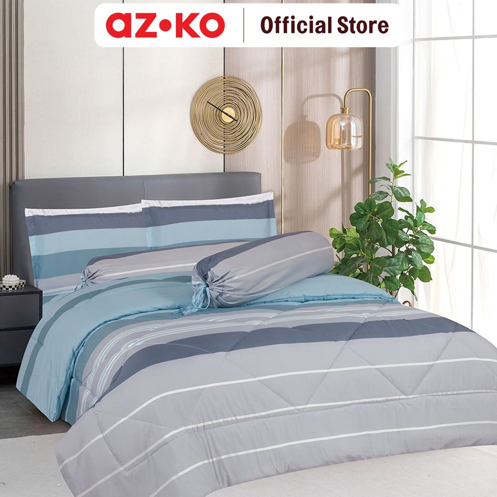 AZKO Sleeplite Set Seprai Microfiber Stripe Iceberg Sprei Seprai Aesthetic Seprei Sheet Set Bed Shee