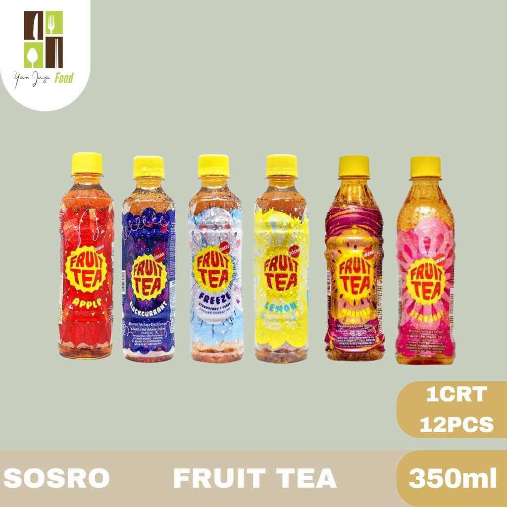 

Fruitea Sosro / Minuman Fruit Tea / Apel / Blackcurant / Freeze / Lemon / Markisa / Strawberry 350ML 1 Carton / 12 PCS