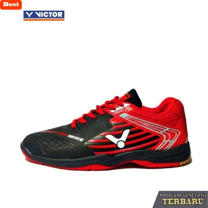 rekomendasi sepatu olahraga brand lokal sepatu badminton victor original Terbaru - hitam merah, 39
