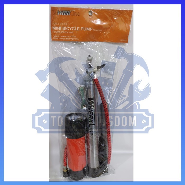 Pompa Angin Mini Portable / Pompa Ban Sepeda Bola Motor Mini Werkline